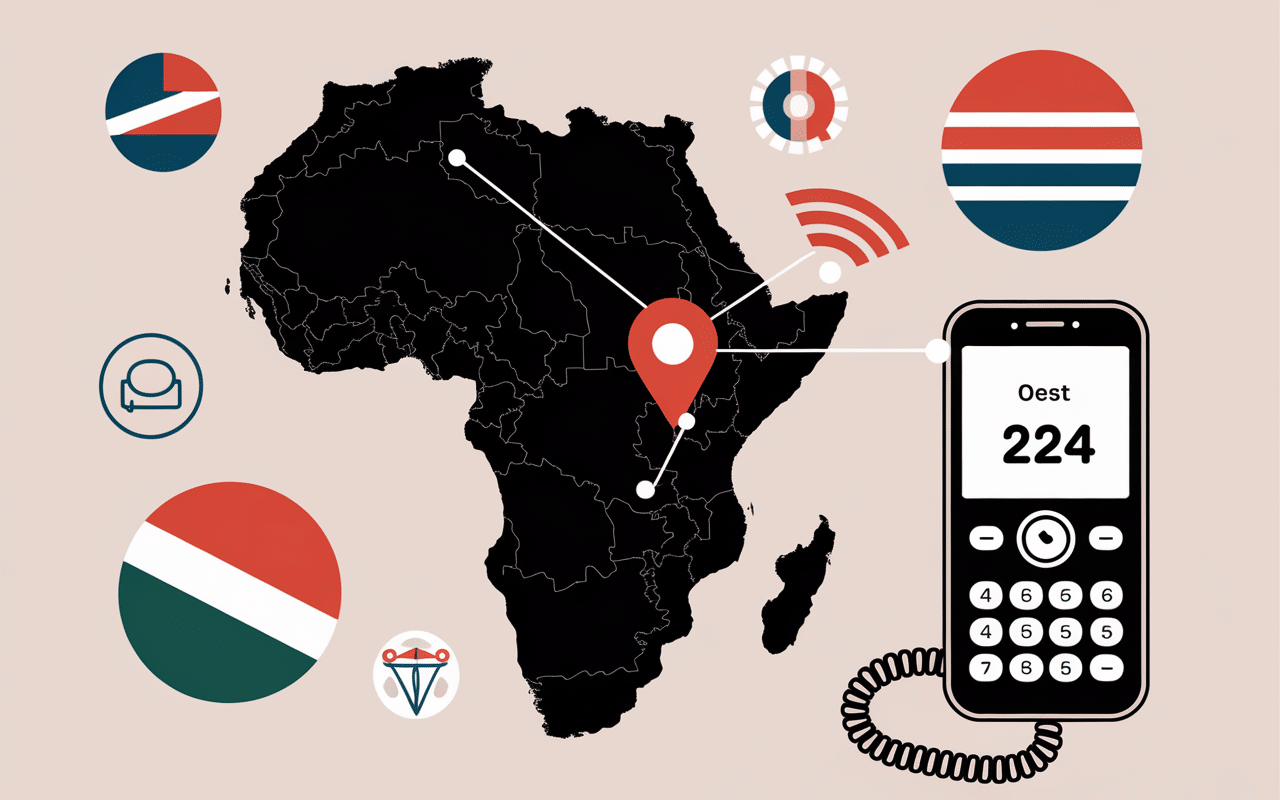 224 indicatif de quel pays carte Afrique Ouest