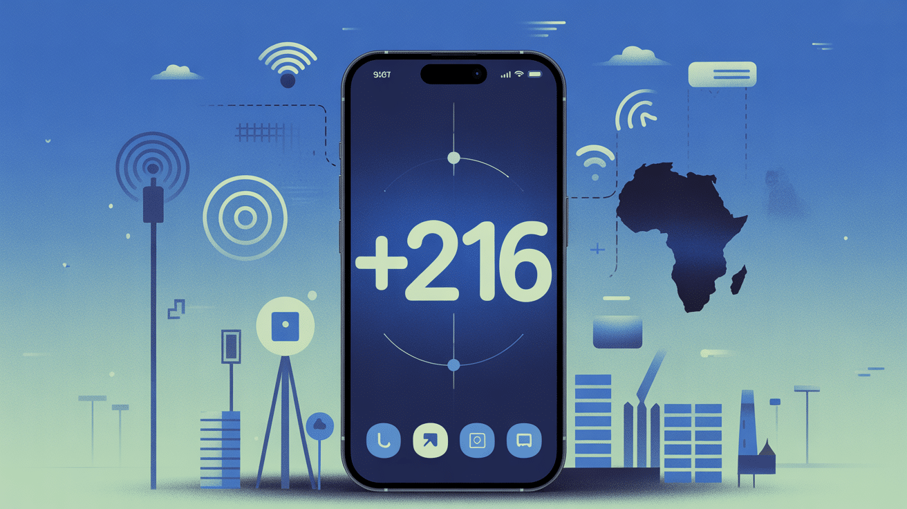 indicatif 216 quel pays illustration smartphone