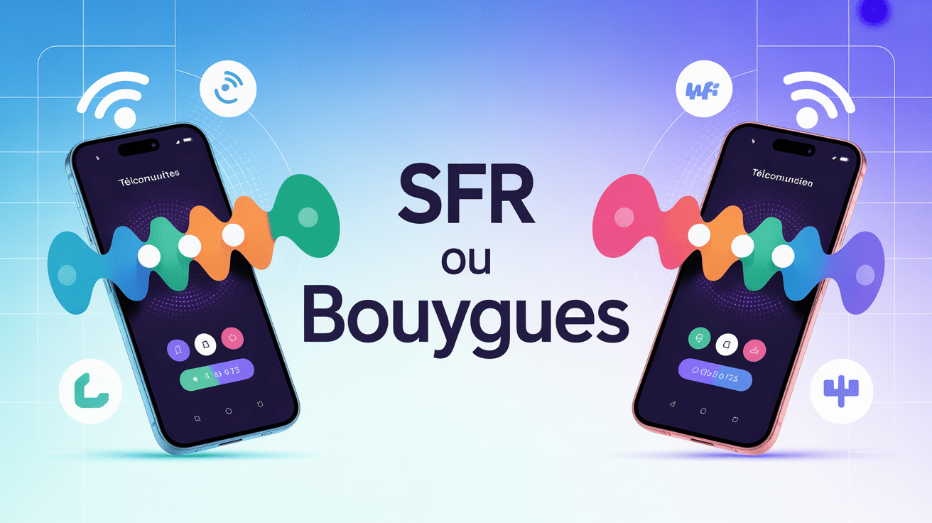 Illustration sfr ou bouygues deux smartphones côte à côte réseaux