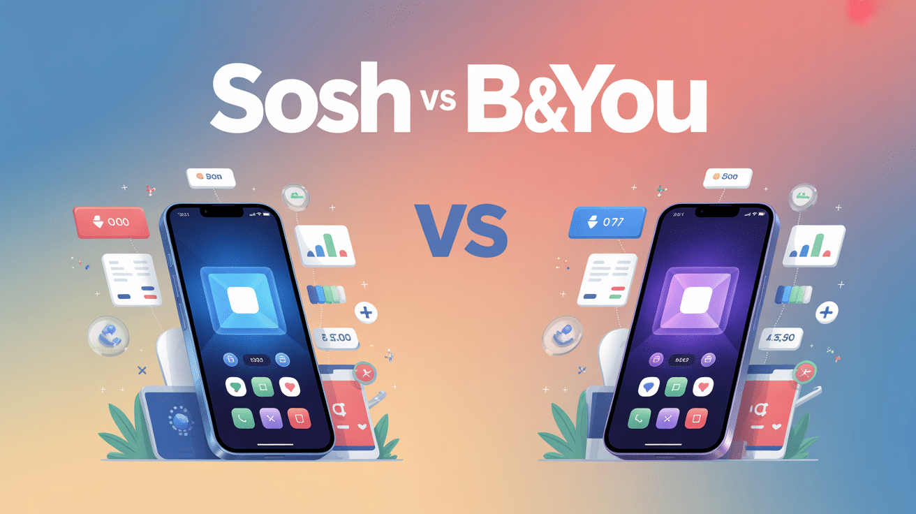 sosh ou b&you comparaison visuelle smartphones et réseaux