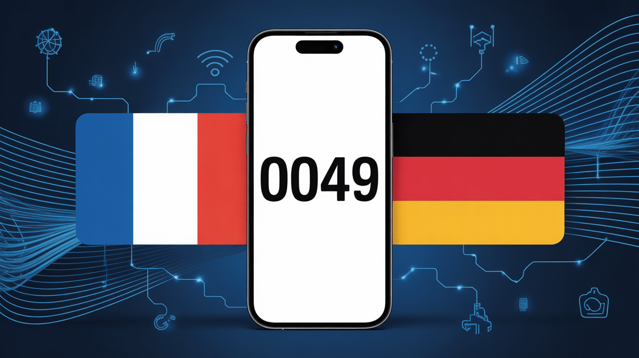 0049 indicatif de quel pays affiché sur smartphone Allemagne France