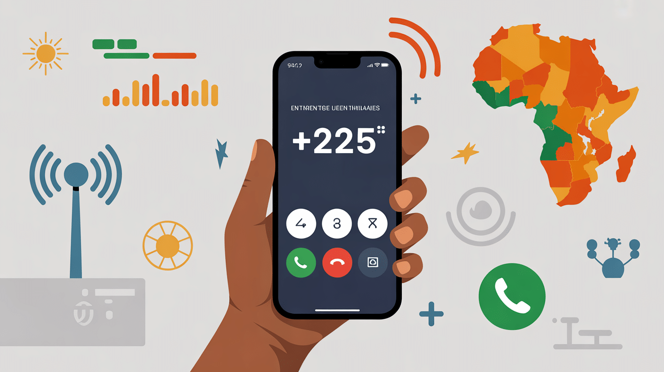 225 indicatif de quel pays affiche sur ecran smartphone