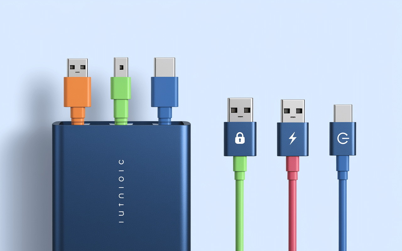 Power bank charger 20000mah ports et icônes sécurité