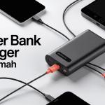 Power bank charger 20000mah entouré d'appareils connectés