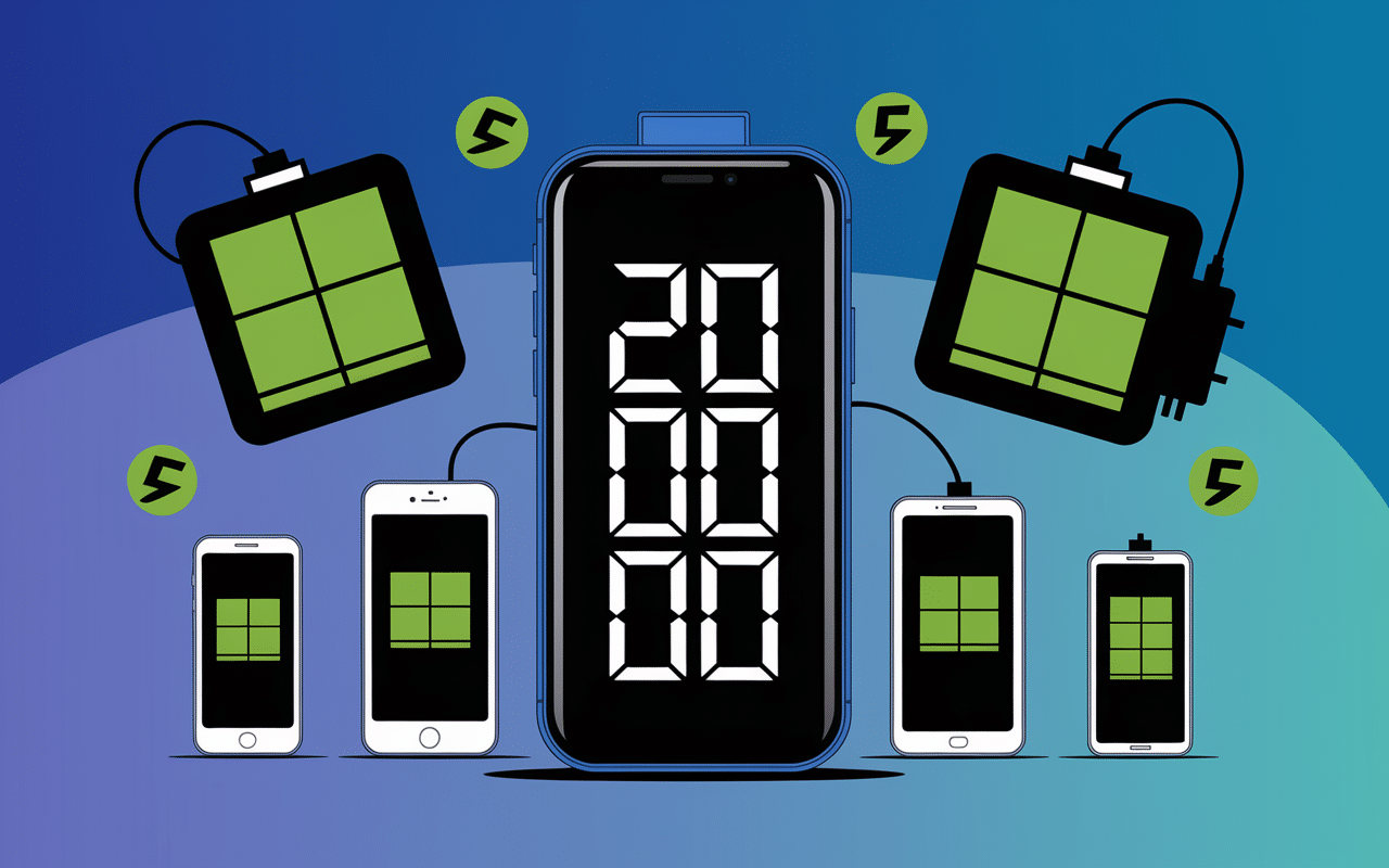 Power bank charger 20000mah avec appareils rechargeables