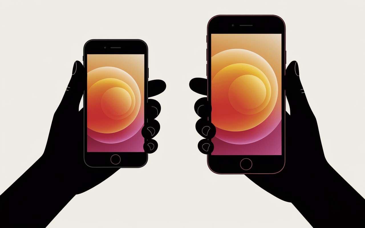 tailles iphone 12 vs iphone 12 mini main