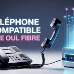 Illustration telephone fixe compatible fibre sfr branche sur box fibre