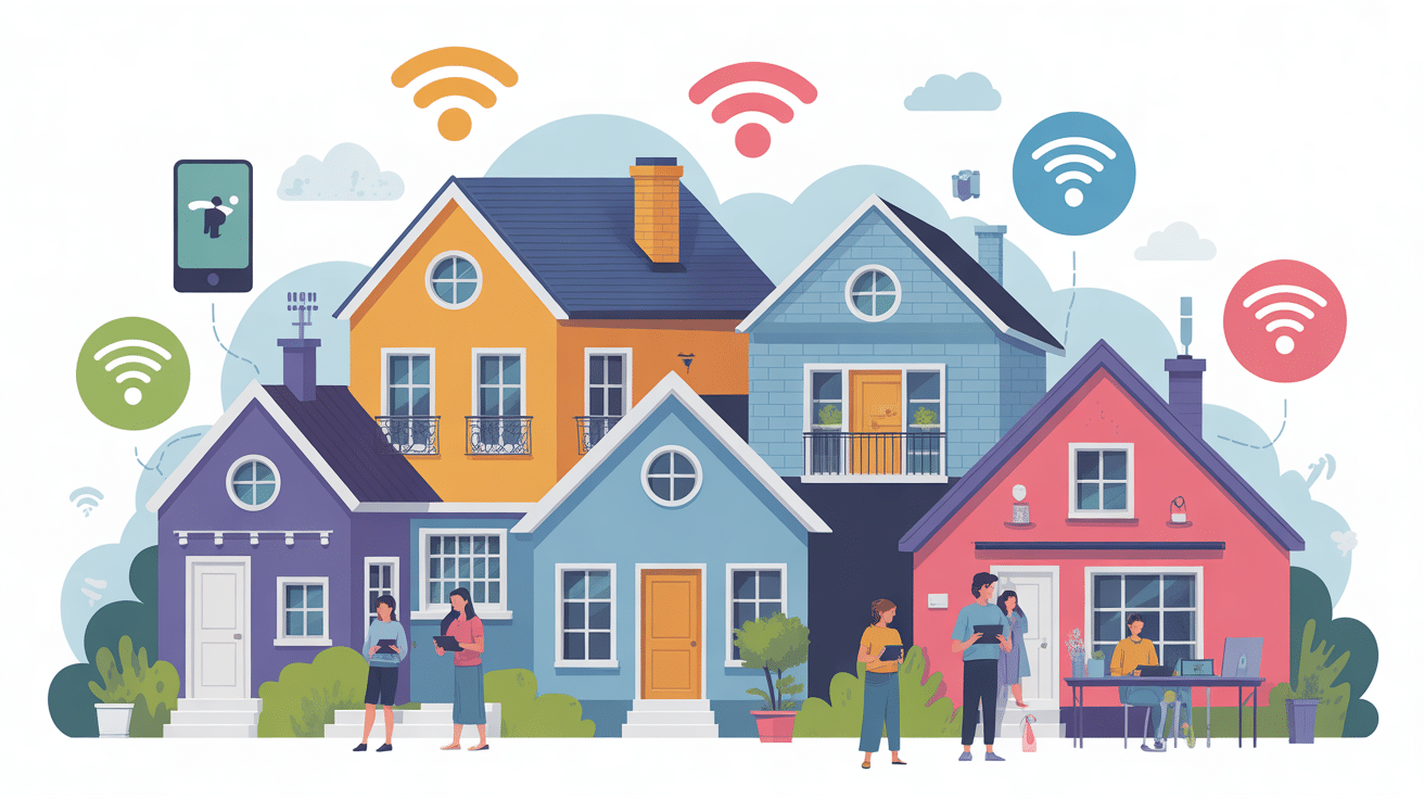 Illustration familles maison 4g home wifi
