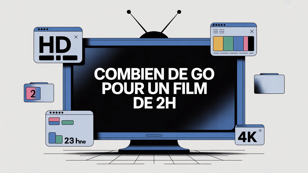 illustration combien de go pour un film de 2h qualité vidéo données