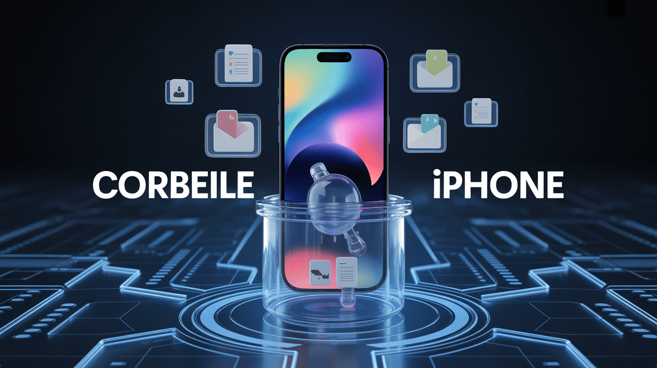 Corbeille iPhone illustration digitale