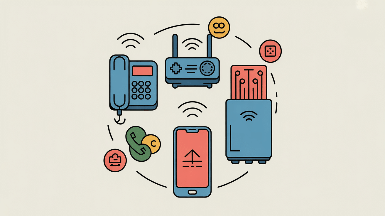 Infographie creation ligne équipements télécommunication