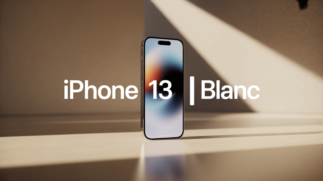 iPhone 13 blanc élégant sur fond minimaliste