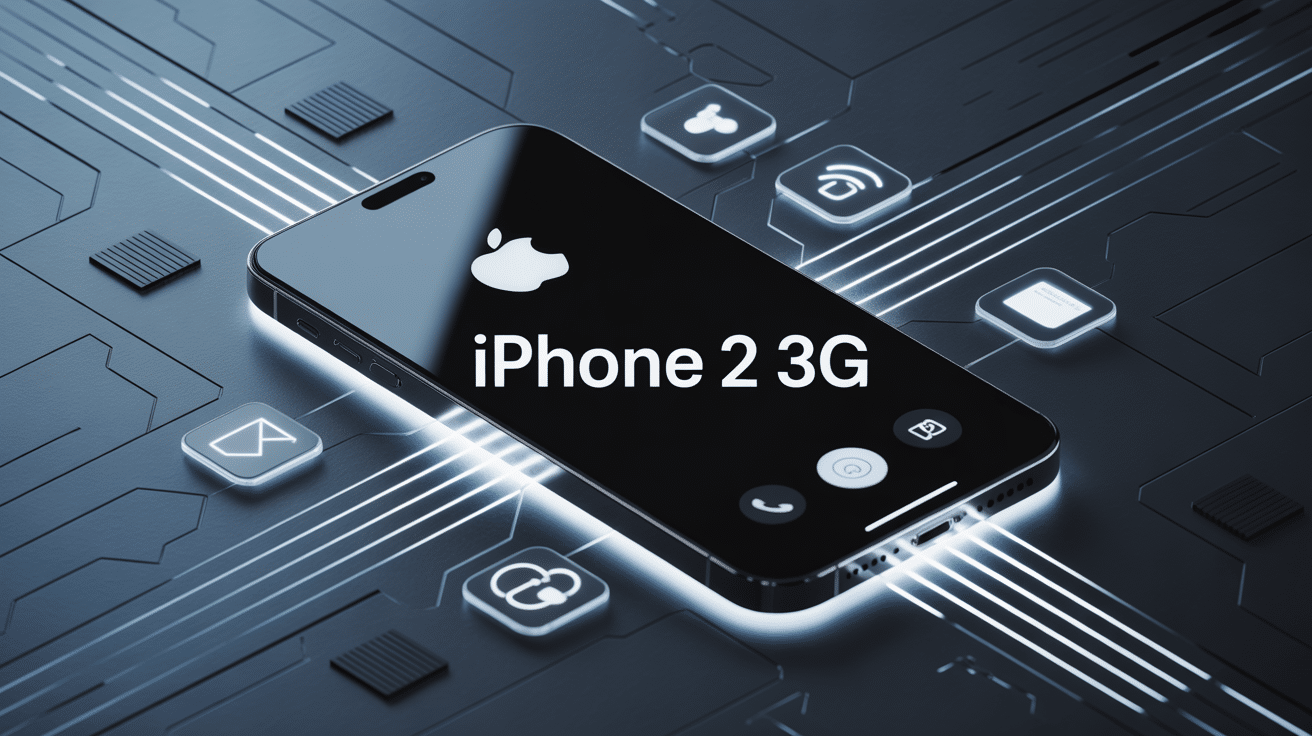 iphone 2 3g smartphone noir élégant avec écran tactile et icônes connectivité