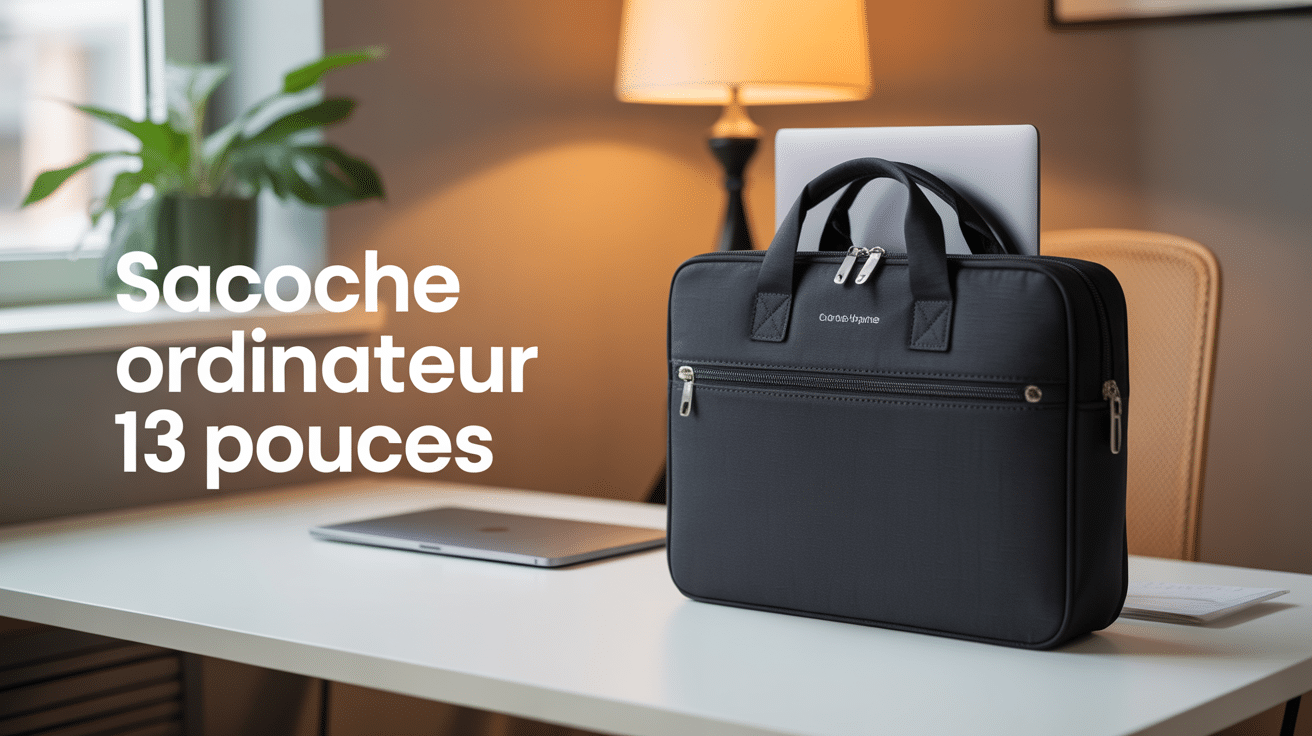 Sacoche ordinateur 13 pouces noire sur bureau