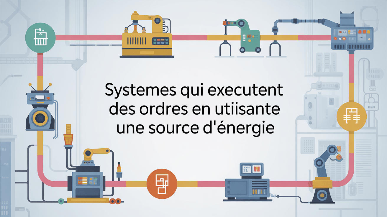 Vue industrielle exécute des ordres en utilisant une source d'énergie
