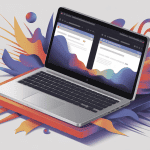 Illustration pc portable 2 ecrans pour productivite moderne