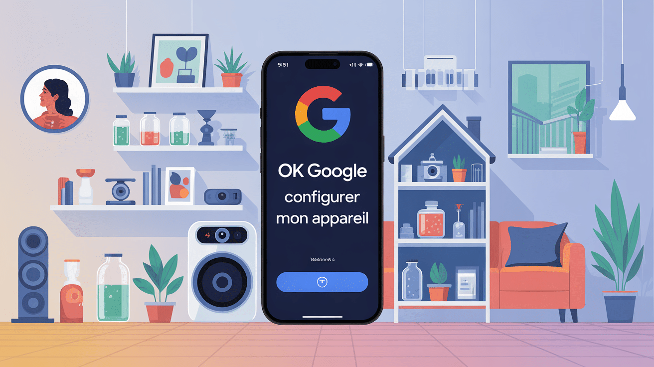 ok google configurer mon appareil illustration maison domotique