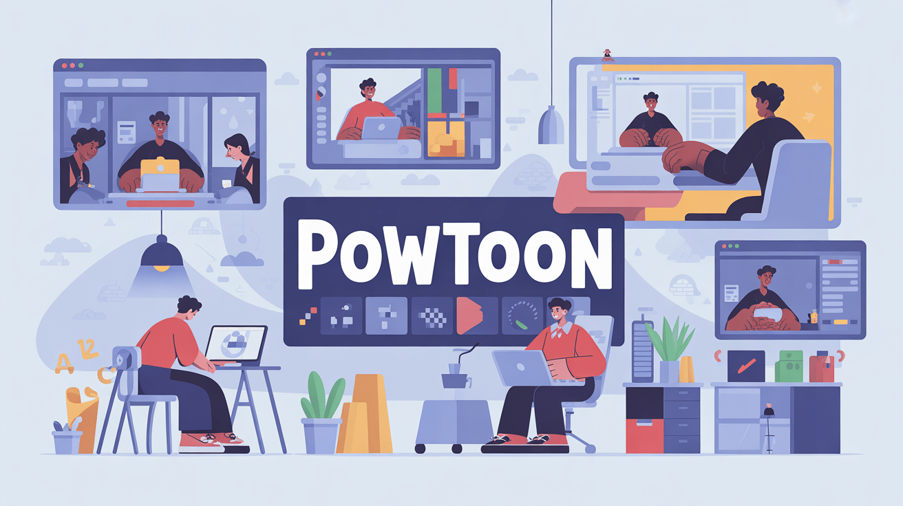 Illustration Powtoon storyboard création vidéo animée