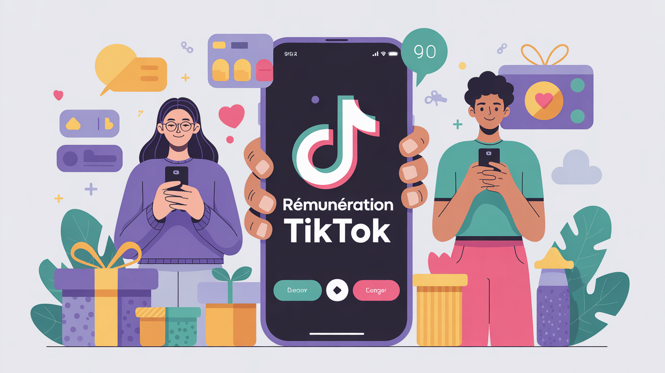 illustration moderne concept rémunération tiktok créateurs gains