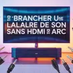 barre de son connectée à téléviseur sans HDMI ARC avec câbles alternatifs
