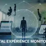 Illustration vectorielle Digital Experience Monitoring avec utilisateurs et flux de données