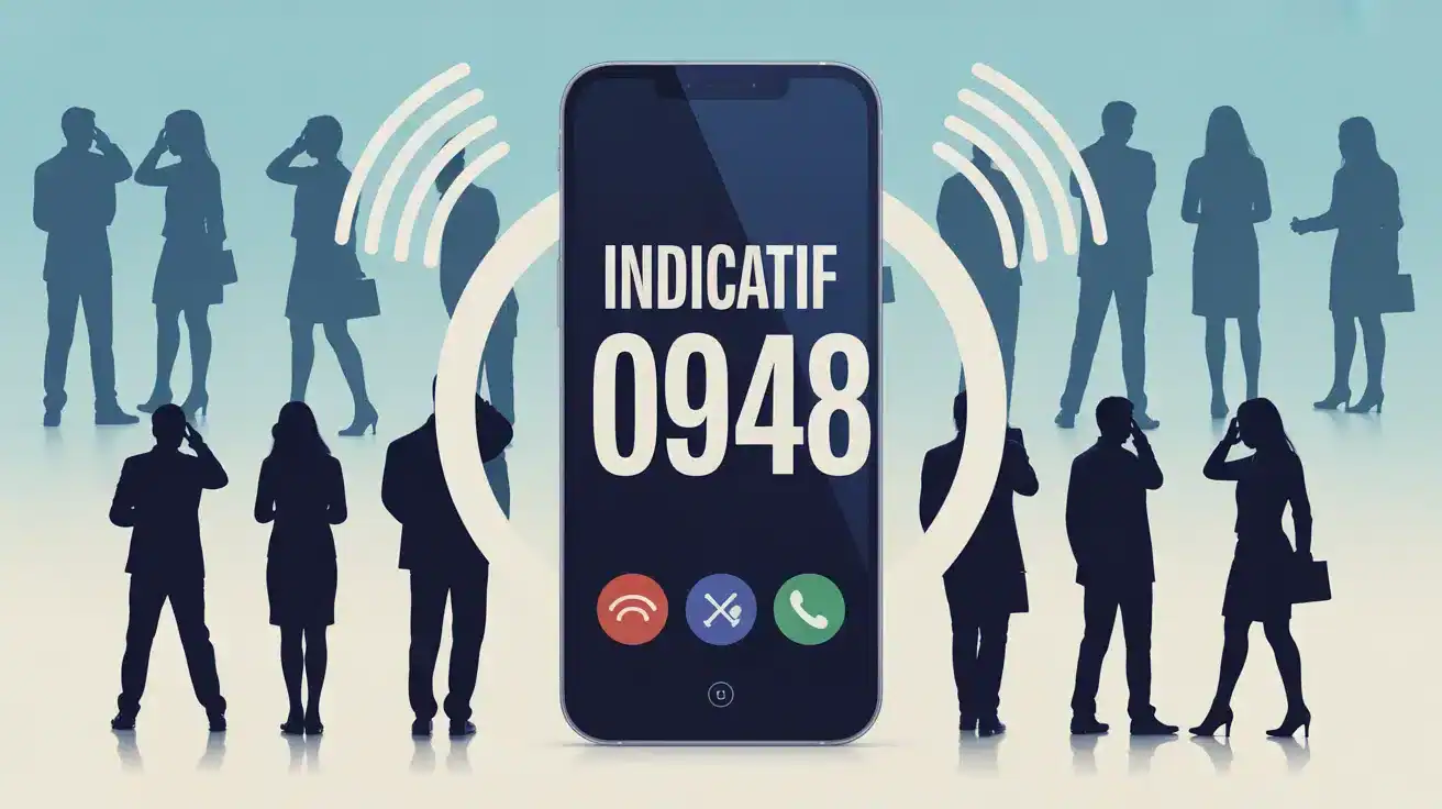 smartphone avec indicatif 0948 et symboles de blocage appel
