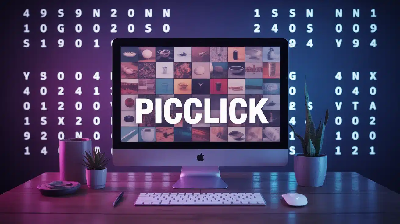 Interface PicClick avec mosaïque d'images et filtres dynamiques