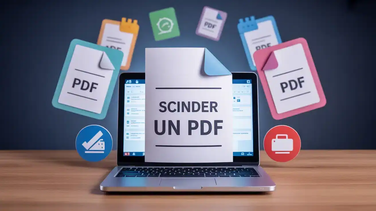 Illustration vectorielle moderne de scinder un PDF avec icônes de sécurité et productivité