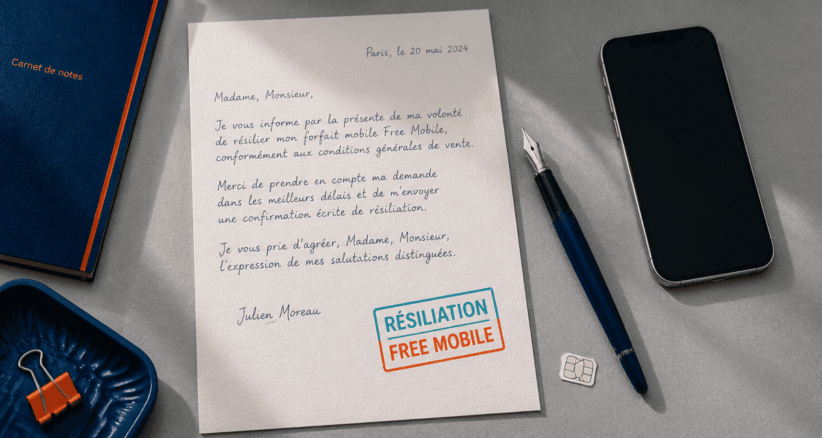désabonner free mobile lettre et carte sim