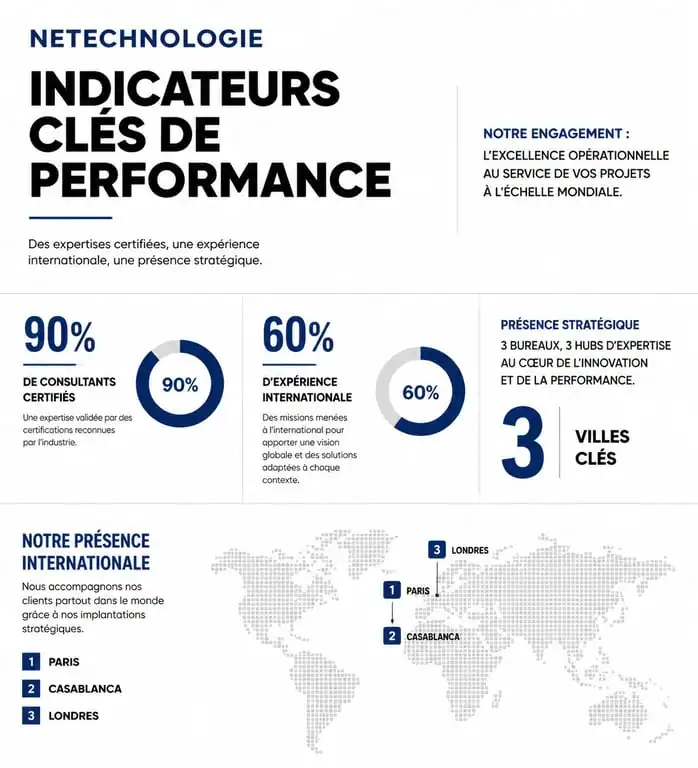Infographie des indicateurs clés de performance de Netechnologie