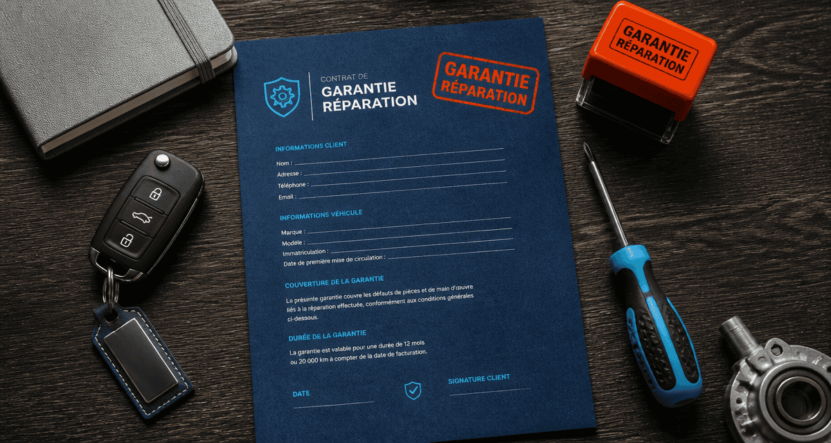 Contrat garantie réparation et outils sur bureau