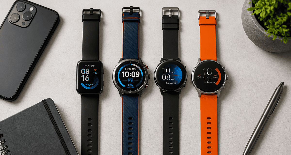 meilleur montre connectée pas cher quatre modèles flat-lay