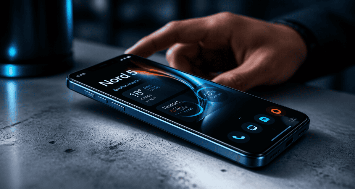 oneplus nord 5 smartphone bleu écran 144hz