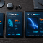 prix tablette samsung trois modèles Galaxy Tab sur bureau