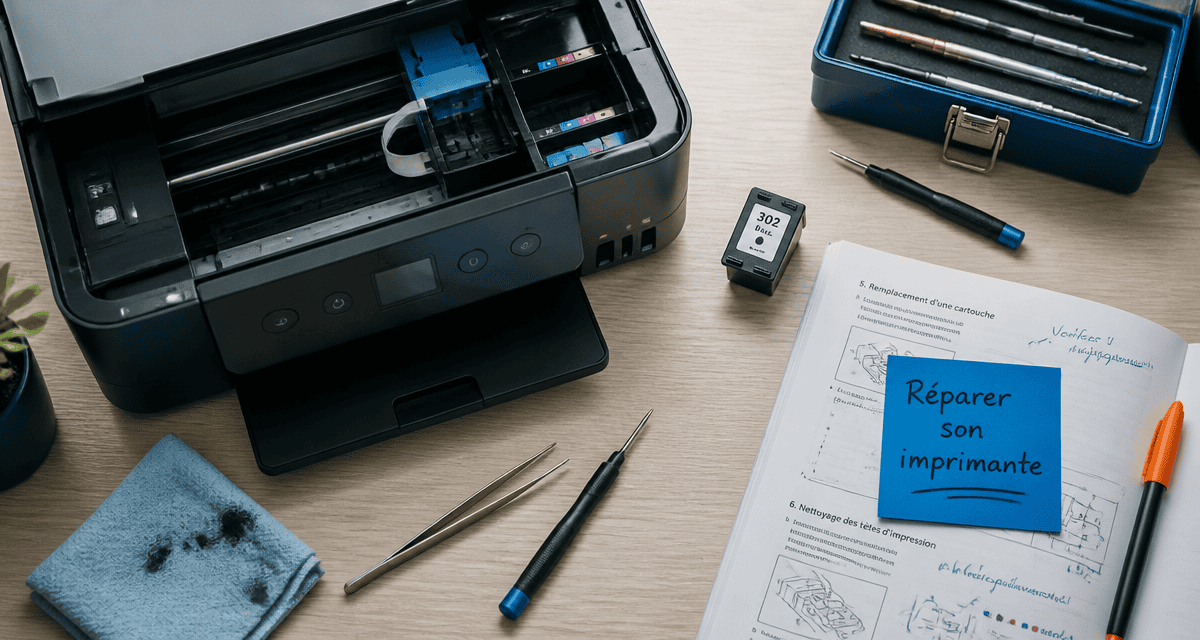 reparer une imprimante avec outils et manuel