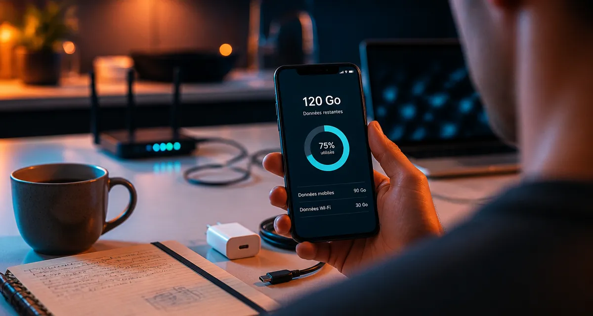 120 go internet combien de temps : jauge de données sur smartphone