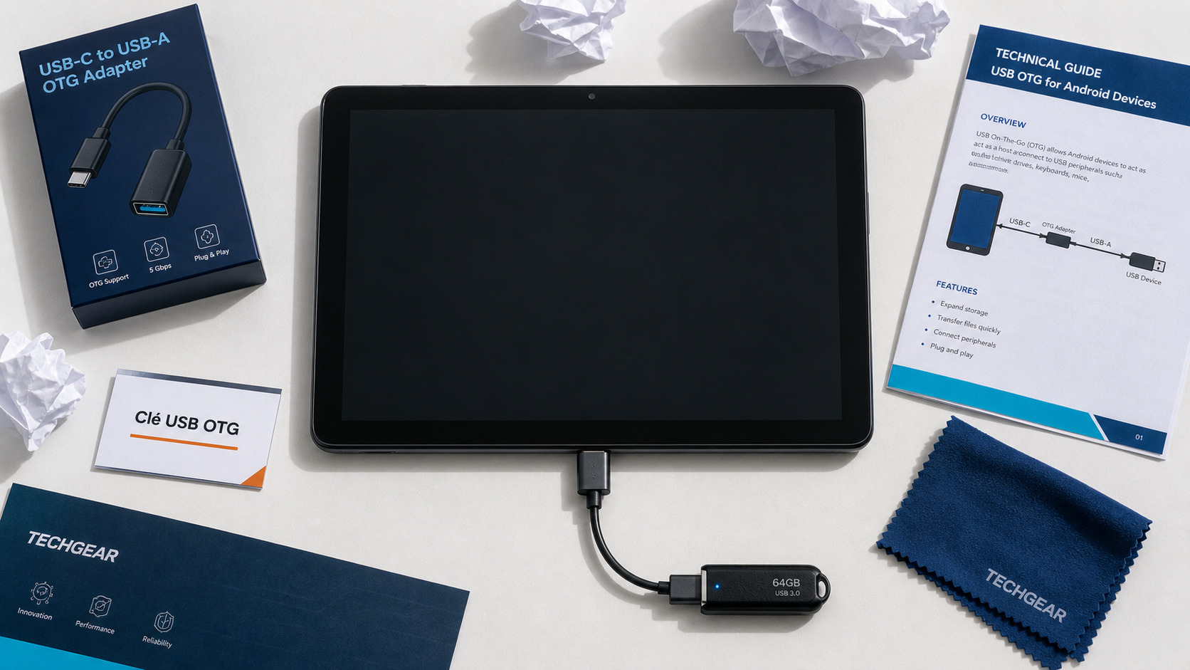 Clef usb sur tablette OTG via adaptateur USB-C vers USB-A