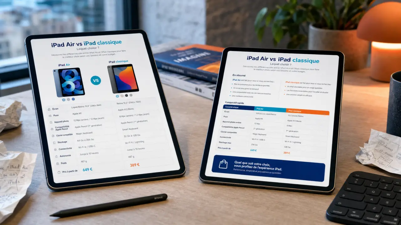 iPad Air or iPad : comparaison écran et accessoires