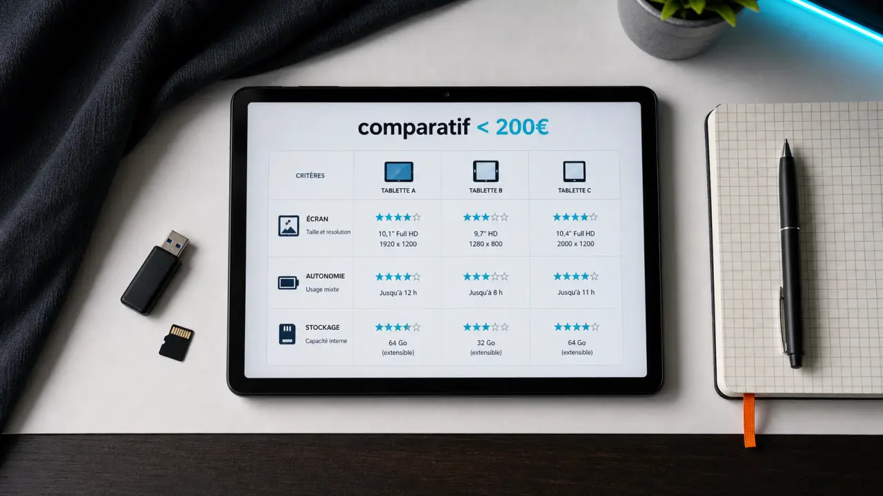 Meilleure tablette à moins de 200 euros : écran 11 pouces et autonomie, pièges à éviter