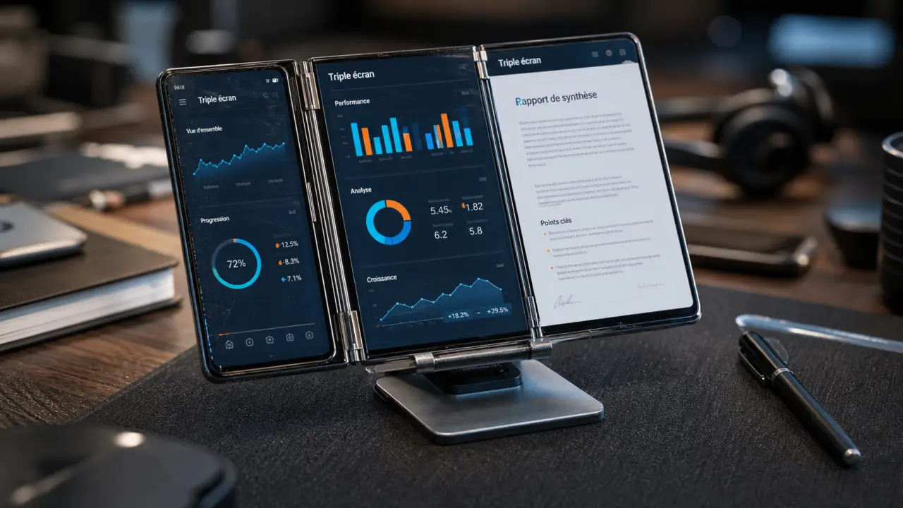 Téléphone 3 ecran : smartphone en accordéon pour mobilité hybride