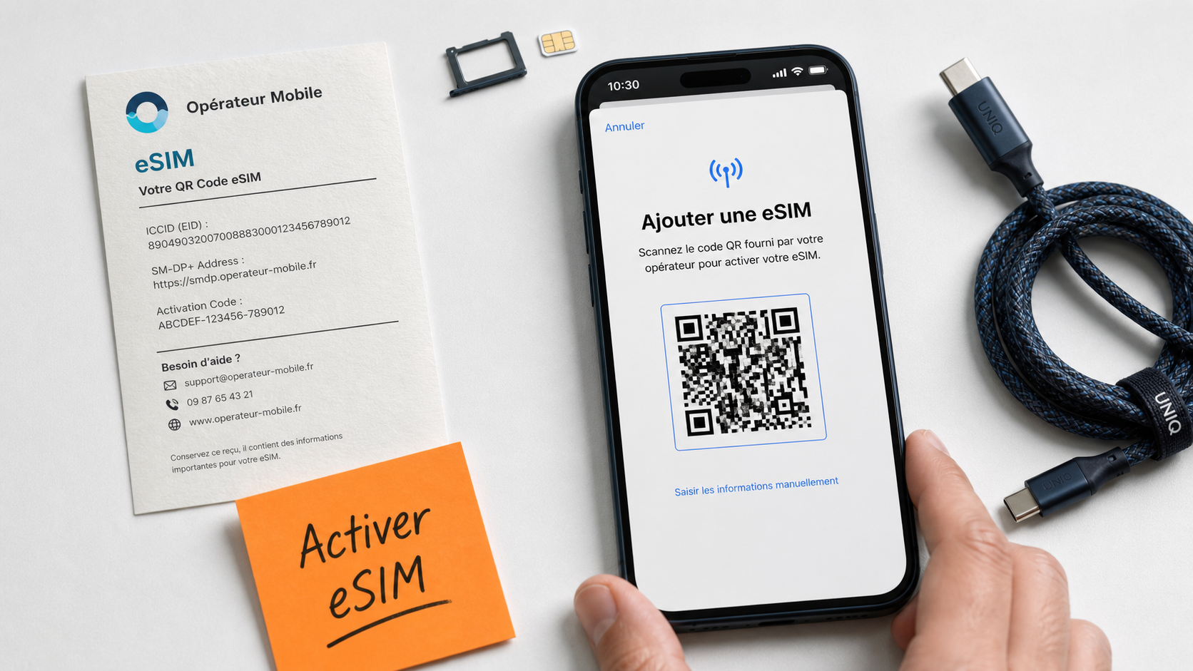 Téléphone eSIM : QR code pour activer une eSIM
