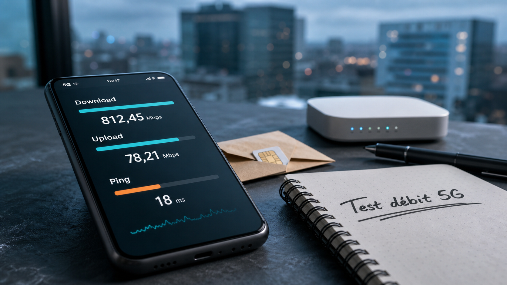 Test débit 5G : download, upload et latence sur smartphone