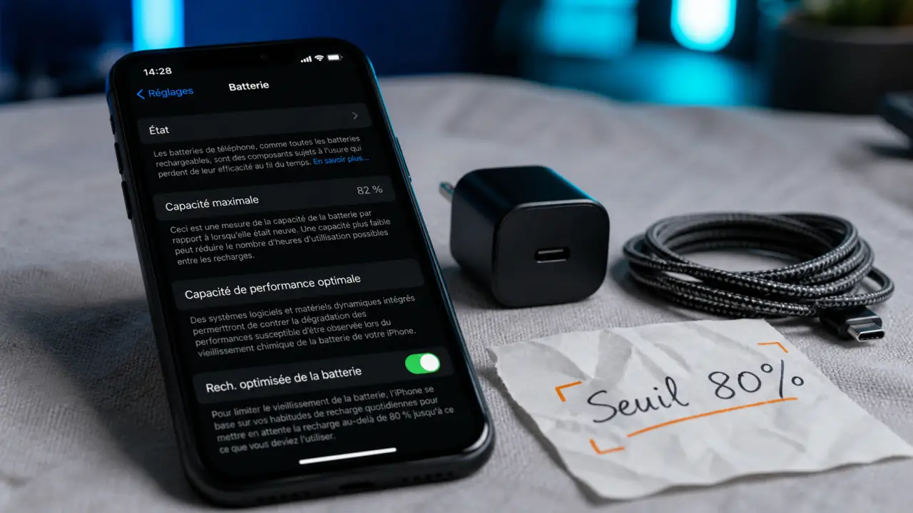 À quel pourcentage changer batterie iPhone : seuil 80% et 500 cycles