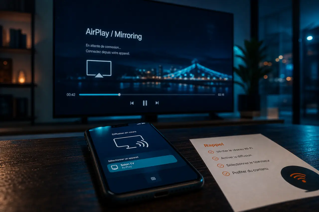 Connecter téléphone sur TV sans fil : diffusion AirPlay/Miracast sur écran