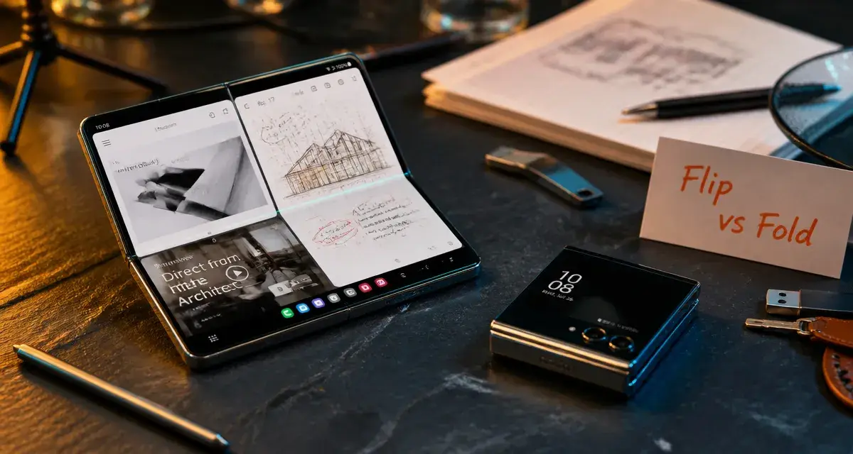 Meilleurs smartphone pliable 2026, Fold ouvert et Flip replié sur bureau