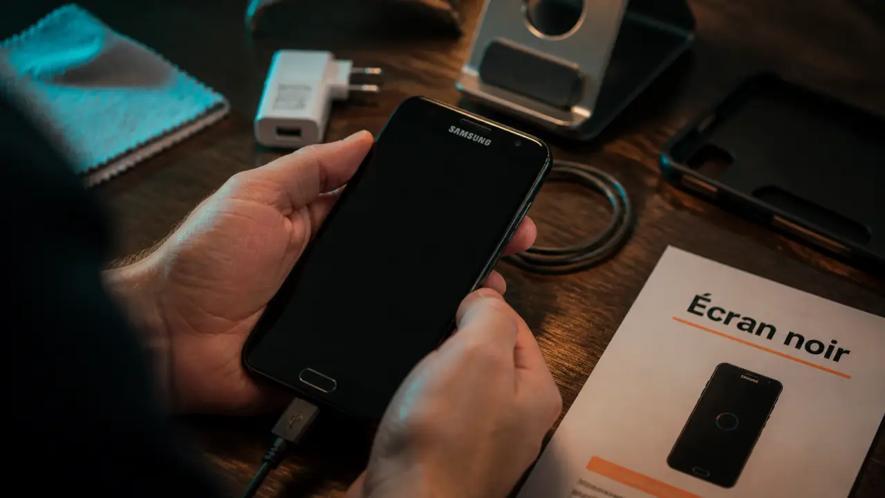 Mon telephone s'allume mais l'ecran reste noir samsung