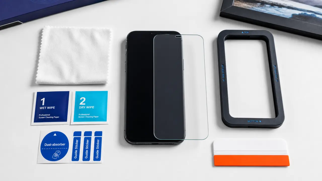 Poser protection ecran sans bulles ni poussière, smartphone et protection verre trempé
