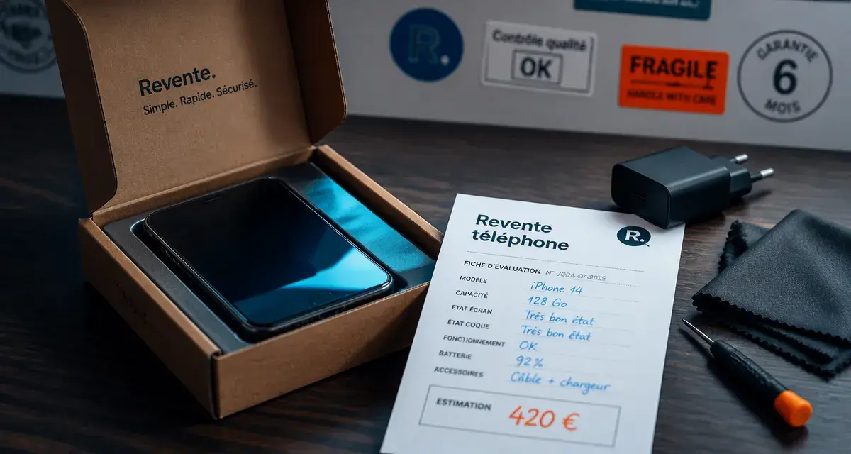 revente telephone : smartphone évalué avant envoi