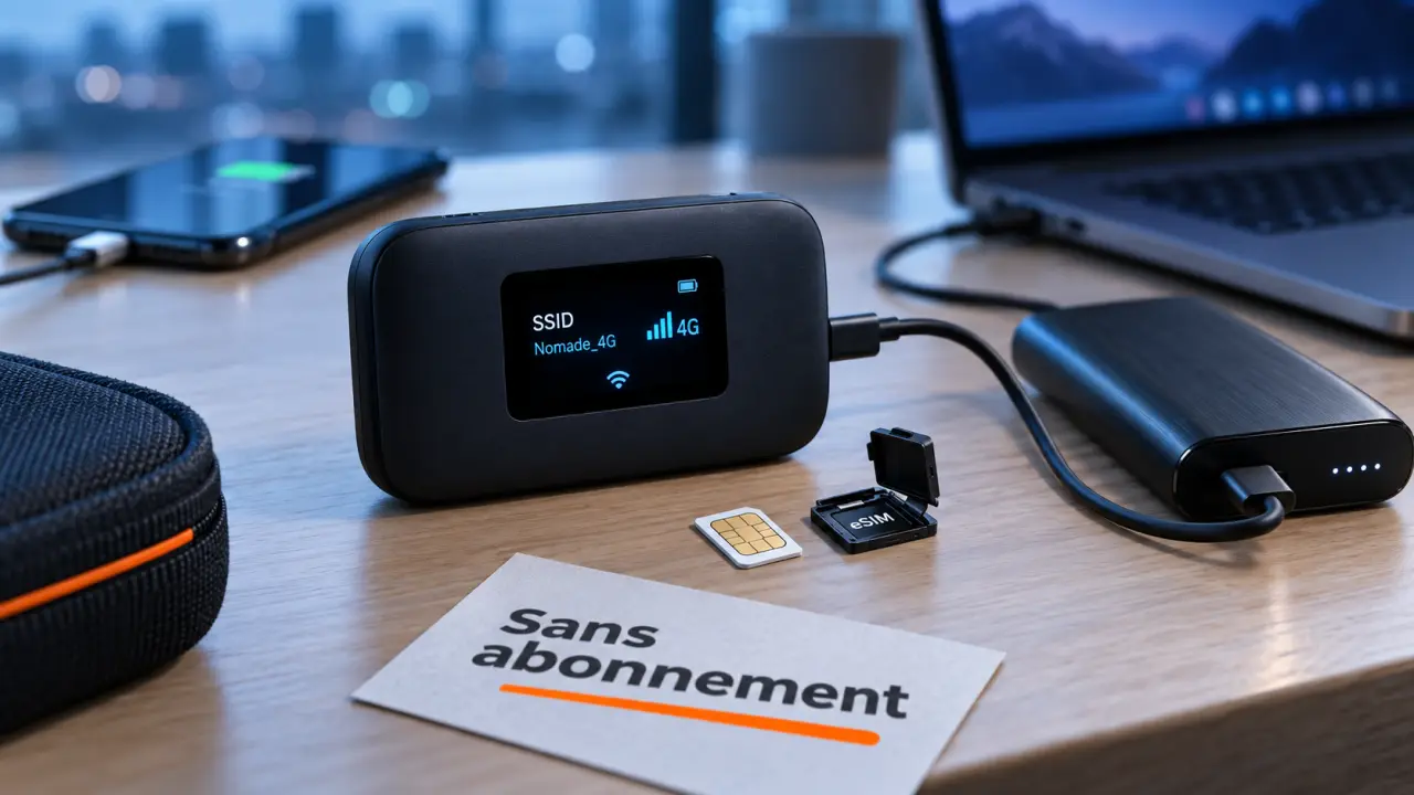 Boîtier wifi portable sans abonnement : routeur 4G, batterie externe, carte SIM
