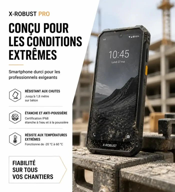 Smartphone de chantier robuste en environnement professionnel